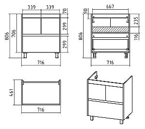 Тумба с раковиной Misty Алиса - 75 Э-Али01075-0112Я белая для ванной в интернет-магазине Sanbest