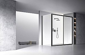 Душевой уголок Veconi Rovigo RV060B-180100-01-C5 180х100 стекло прозрачное/профиль черный матовый купить в интернет-магазине Sanbest