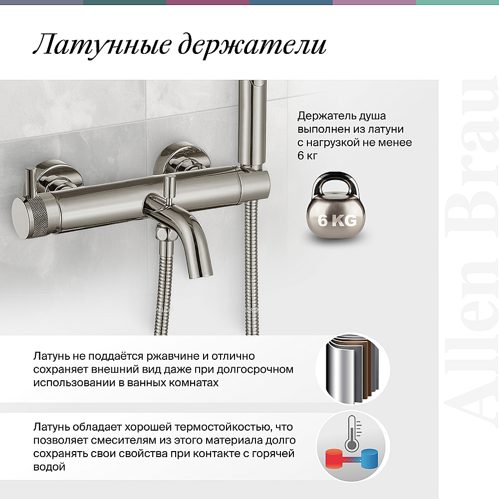 Смеситель для ванны Allen Brau Infinity 5.21007-BN никель брашированный купить в интернет-магазине сантехники Sanbest