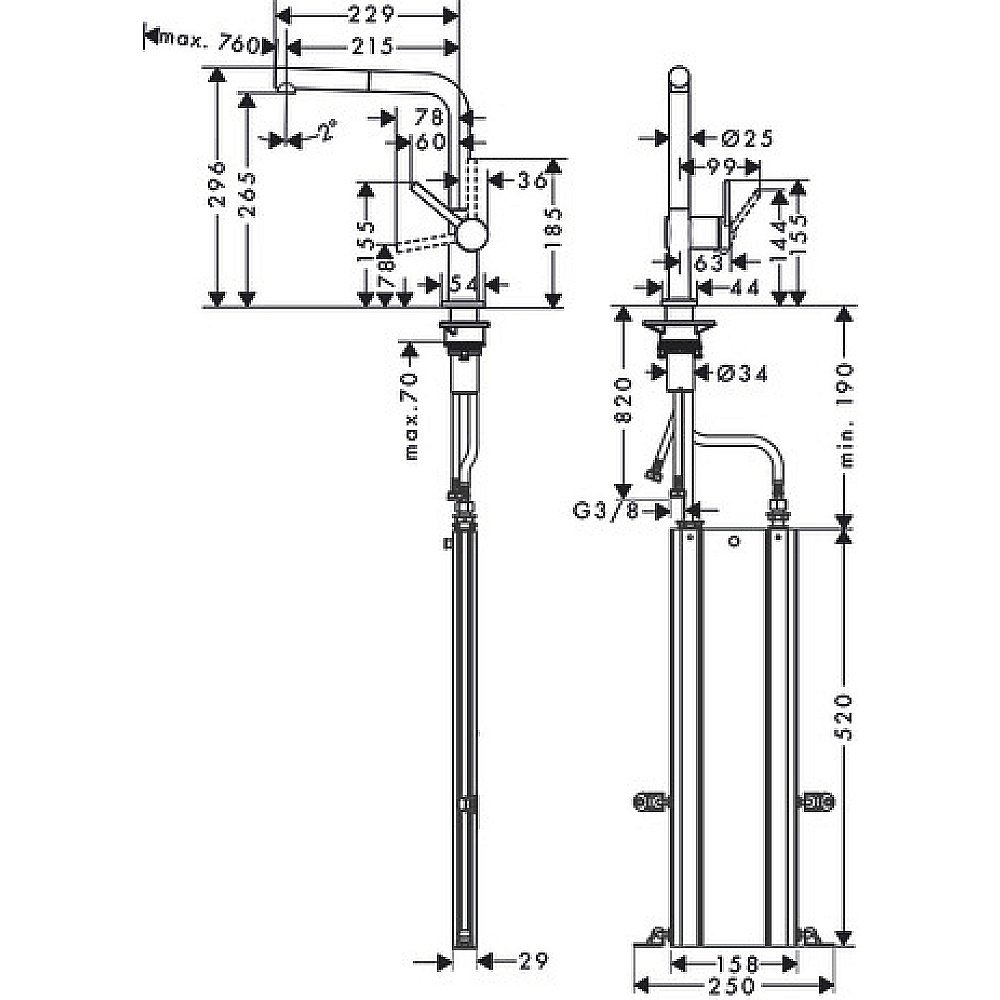 Смеситель для кухни Hansgrohe Talis M54 sBox 72809800 сталь купить в интернет-магазине сантехники Sanbest