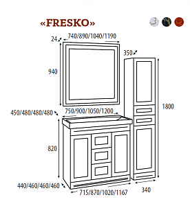 Зеркало Misty Fresko 75x94 краколет черный патина в ванную от интернет-магазине сантехники Sanbest