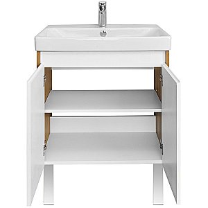 Тумба с раковиной Акватон Сканди Doors 70 белая/дуб рустикальный для ванной в интернет-магазине Sanbest