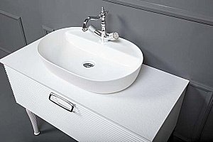 Тумба с раковиной Armadi Art Vallessi Avantgarde Linea 80 со столешницей белая с хромом для ванной в интернет-магазине Sanbest