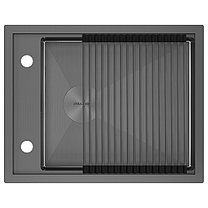 Кухонная мойка Paulmark SHELF PM725846-GM вороненая сталь купить в интернет-магазине сантехники Sanbest