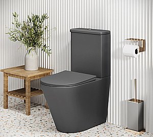 Унитаз Grossman Color GR-4480GMS безободковый, с крышкой микролифт, с бачком, темно-серый матовый купить в интернет-магазине Sanbest