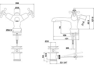 Смеситель для раковины Burlington Regent CLR4-QT GOLD купить в интернет-магазине сантехники Sanbest
