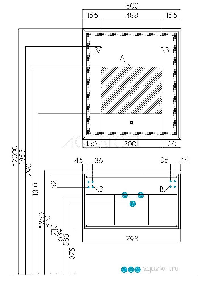 Зеркало Акватон Уэльс 80 белый в ванную от интернет-магазине сантехники Sanbest