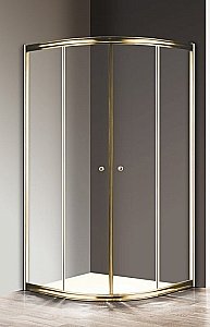 Душевой уголок Cezares Giubileo 80х80 GIUBILEO-R-2-80-SCORREVOLE-C-G стекло прозрачное/профиль золото купить в интернет-магазине Sanbest