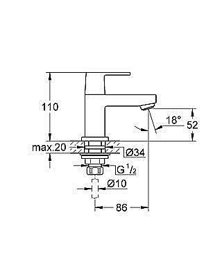 Смеситель для раковины Grohe Eurocube 23137 000 купить в интернет-магазине сантехники Sanbest