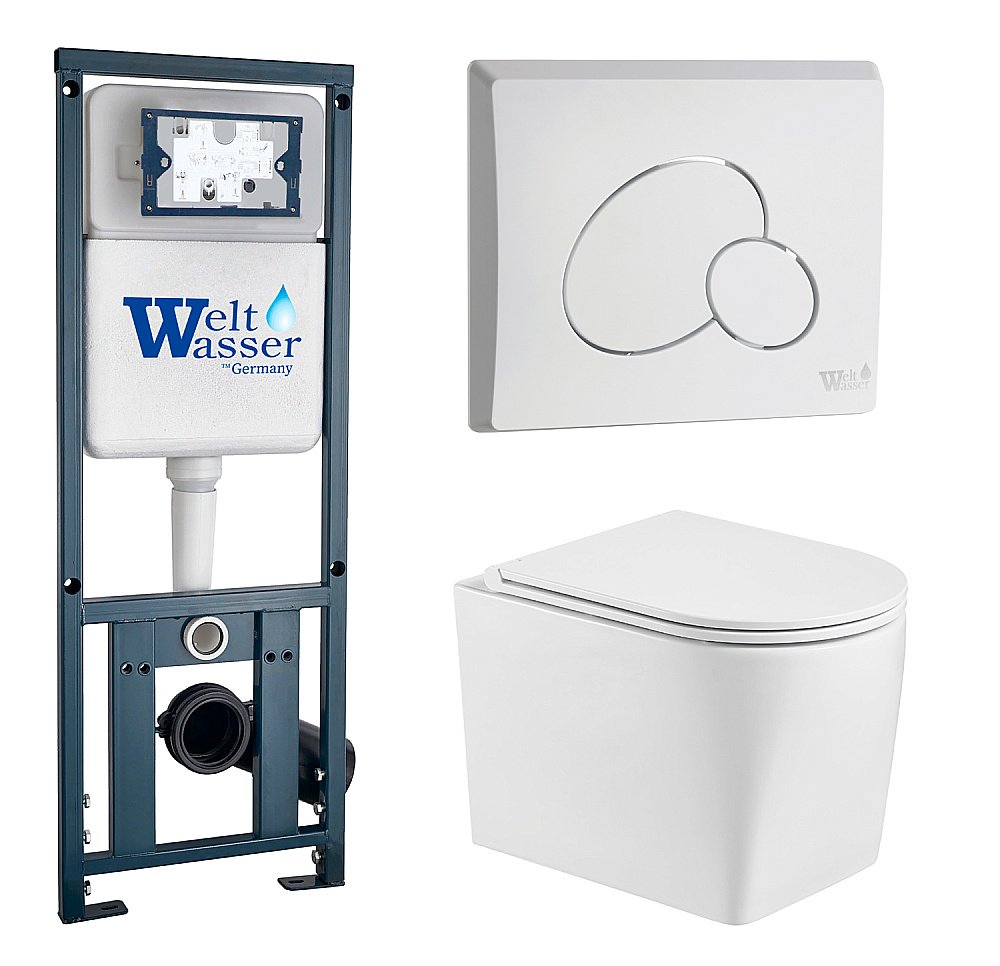 Унитаз с инсталляцией WeltWasser MARBERG 410 + NESENBACH 004 GL-WT + MAR 410 RD-WT купить в интернет-магазине Sanbest