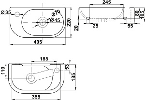 Раковина Melana 78204 78204L-805 белая купить в интернет-магазине Sanbest