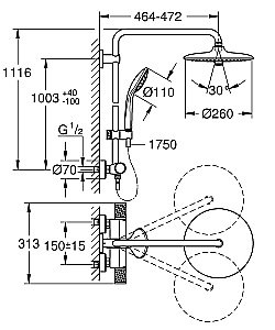 Душевая система Grohe Euphoria 260 27296003 хром купить в интернет-магазине сантехники Sanbest