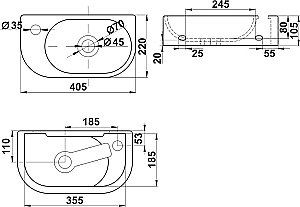 Раковина Melana 78204 78204L-805 белая купить в интернет-магазине Sanbest