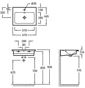 Раковина Jacob Delafon VOX 61 EB2105-DD2 серая купить в интернет-магазине Sanbest