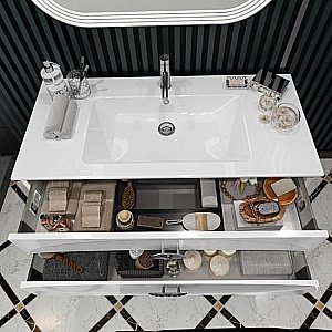 Тумба подвесная с раковиной Опадирис Ибица 120 белая/хром для ванной в интернет-магазине Sanbest