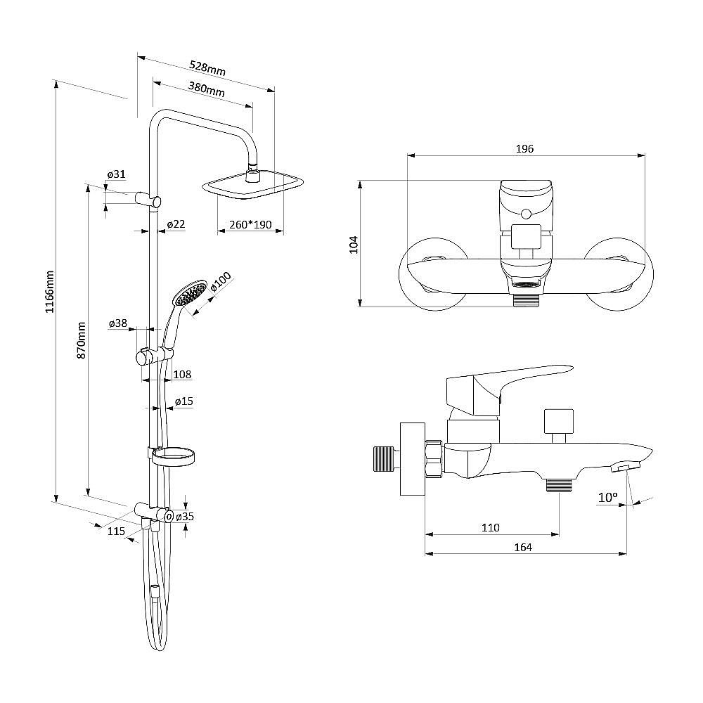 Душевая система Damixa PALACE GRAND 408611410 хром купить в интернет-магазине сантехники Sanbest