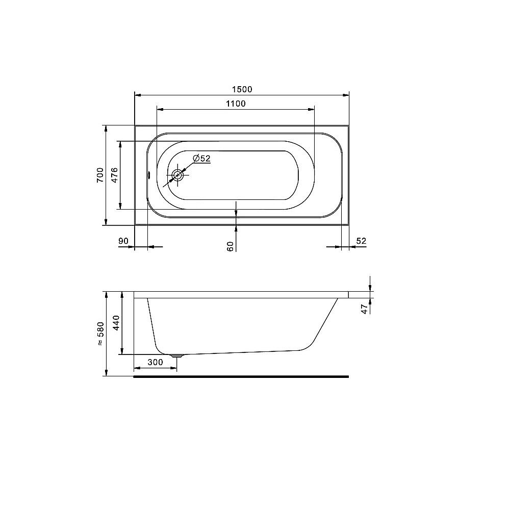 Ванна акриловая Santek Ламма 150х70 1.WH50.1.746 белая купить в интернет-магазине Sanbest