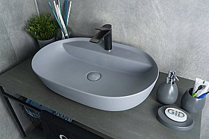 Раковина накладная Gid Geometrico 61 Gm1346 53341 серая матовая купить в интернет-магазине Sanbest