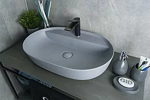 Раковина накладная Gid Geometrico 61 Gm1346 53341 серая матовая купить в интернет-магазине Sanbest
