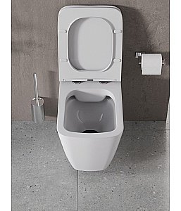 Унитаз подвесной с инсталляцией Agger ATI04100+APB244 белый, с крышкой микролифт, безободковый, с черной матовой кнопкой купить в интернет-магазине Sanbest