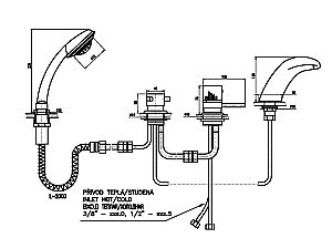 Смеситель на борт ванны RAV-Slezak DUNAJ TERMOSTAT DT271.5PZ золото купить в интернет-магазине сантехники Sanbest