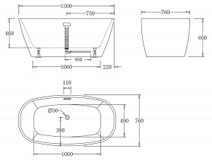 Ванна акриловая BelBagno BB72 150х76 белая купить в интернет-магазине Sanbest