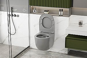 Унитаз подвесной ABBER Bequem AC1103MG с крышкой микролифт, безободковый, серый матовый купить в интернет-магазине Sanbest