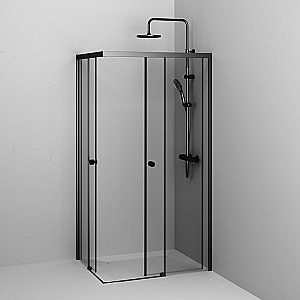 Душевой уголок AM.PM X-Joy Square Slide W94G-403-10080-BТ 100х80 стекло прозрачное/профиль черный матовый купить в интернет-магазине Sanbest