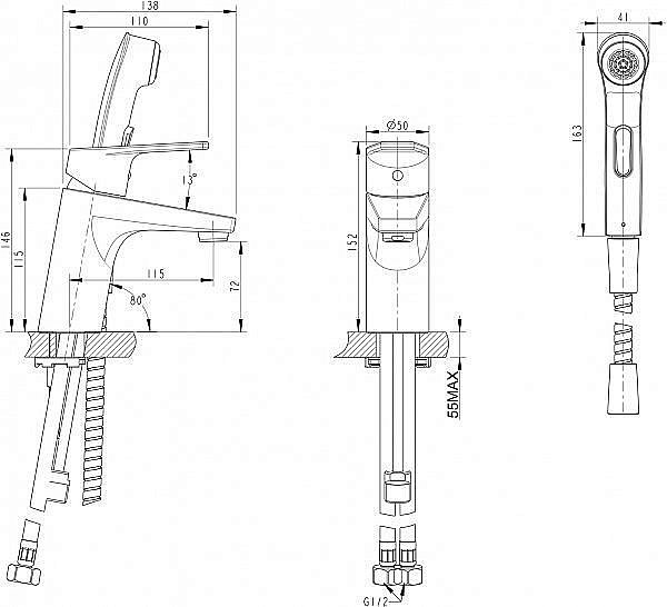 Смеситель для раковины BRAVAT Line F15299C-2 купить в интернет-магазине сантехники Sanbest