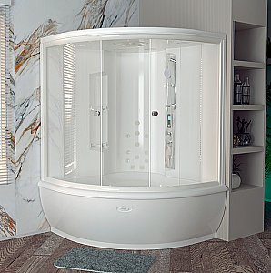 Душевой бокс Радомир Калифорния 155х155 стекло прозрачное/профиль белый купить в интернет-магазине Sanbest