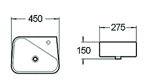 Раковина накладная SantiLine 45 SL-2017 белая купить в интернет-магазине Sanbest