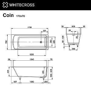 Акриловая ванна WhiteCross Coin 170x70 0224.170070.2XXXX RAL матовая купить в интернет-магазине Sanbest