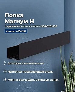 Полка Aquanet Магнум Н 341533 50 черная матовая купить в интернет-магазине сантехники Sanbest