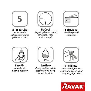 Смеситель для раковины Ravak Espirit BeCool ES 012.11WV белый бархат купить в интернет-магазине сантехники Sanbest