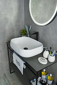 Раковина накладная Gid Geometrico 56 N9243 51135 белая купить в интернет-магазине Sanbest