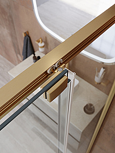 Душевая дверь Cezares LUX 120 B-FS-11-120-C-BORO стекло прозрачное/профиль брашированное золото купить в интернет-магазине Sanbest