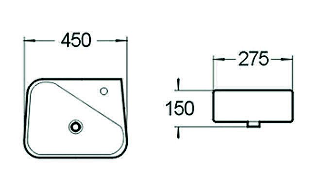 Раковина накладная SantiLine 45 SL-2017 белая купить в интернет-магазине Sanbest