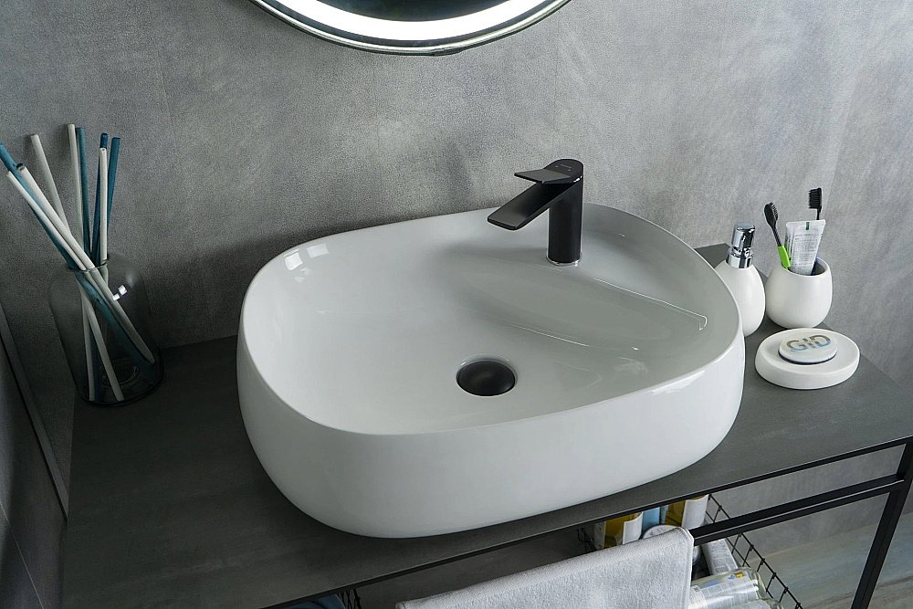 Раковина накладная Gid Lago 59 N9048 51185 белая купить в интернет-магазине Sanbest