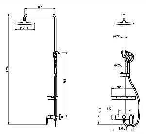 Душевая система Orans Комфорт OLS-WX7003 черная матовая купить в интернет-магазине сантехники Sanbest