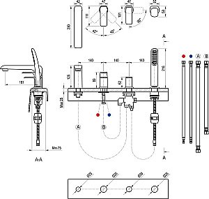 Смеситель для ванны Ravak Flat X070176 черный матовый купить в интернет-магазине сантехники Sanbest