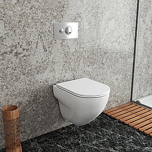 Унитаз подвесной OWL 1975 Wave Cirkel-H TOWLT190801 безободковый, с крышкой микролифт купить в интернет-магазине Sanbest