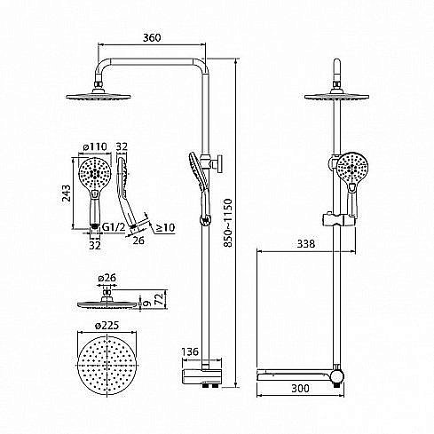 Душевая система Iddis Ray RAYMS3Fi76 черная купить в интернет-магазине сантехники Sanbest