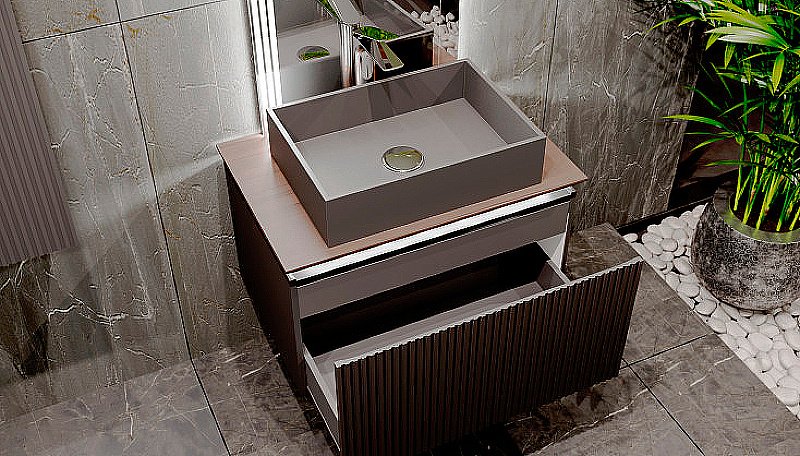 Тумба с раковиной Jorno Strong 80 антрацит для ванной в интернет-магазине Sanbest