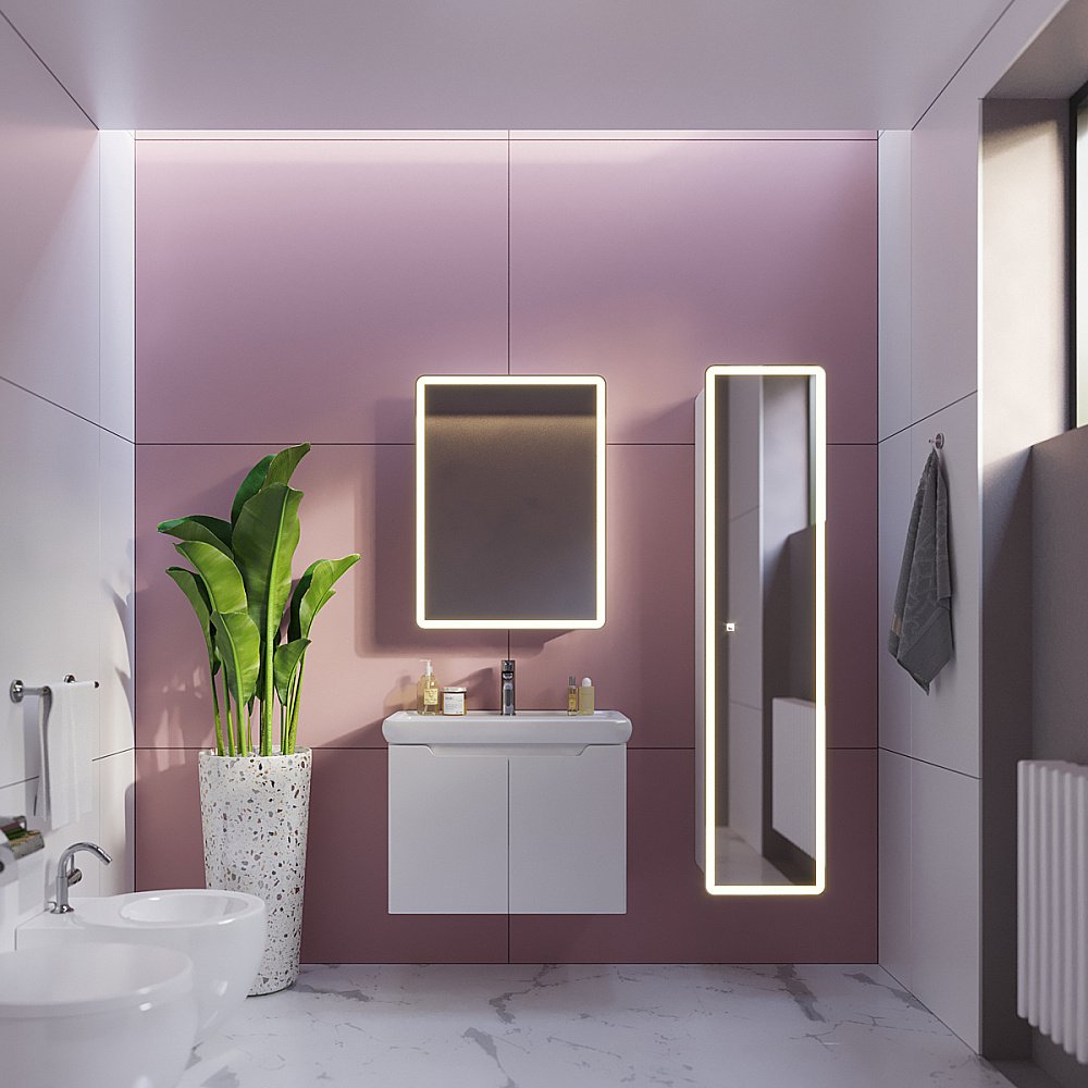 Шкаф зеркальный c LED-подсветкой Dreja POINT 60x80 белый купить в интернет-магазине сантехники Sanbest