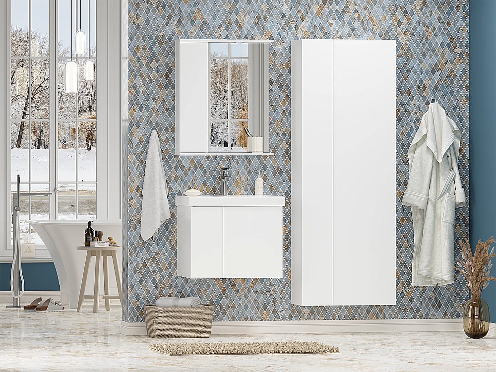 Зеркало со шкафом Misty Лира 60 П-Лир04060-013Л белый в ванную от интернет-магазине сантехники Sanbest