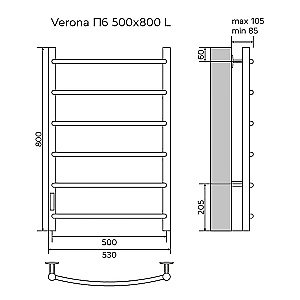 Полотенцесушитель электрический Azario VERONA П6 500х800 белый купить в интернет-магазине сантехники Sanbest
