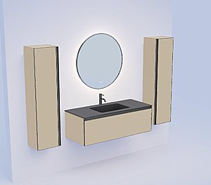 Тумба с раковиной Armadi Art QUATRO 1 100 DAPHNE/профиль ANTHRACITE/раковина ANTHRACITE для ванной в интернет-магазине Sanbest