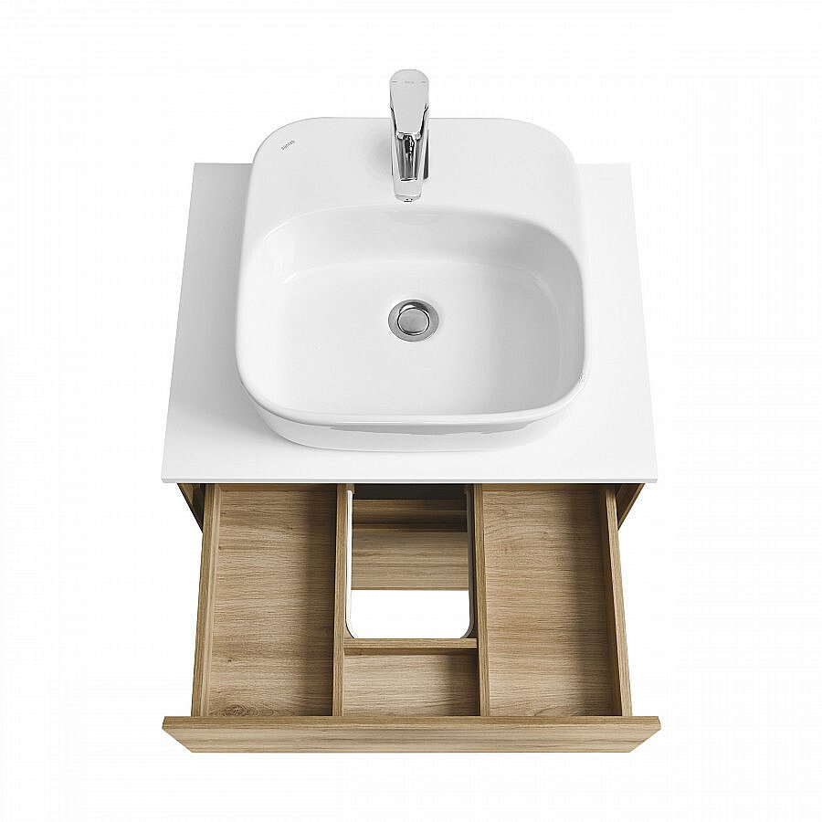 Тумба со столешницей Акватон Либерти 60 дуб эльвезия для ванной в интернет-магазине Sanbest