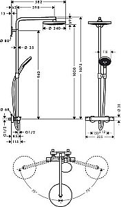 Душевая система Hansgrohe Raindance Select S 240 2jet 27129000 хром купить в интернет-магазине сантехники Sanbest