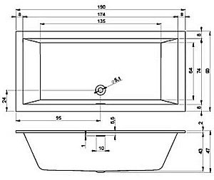 Акриловая ванна Riho Rething Cubic Fall 190x90 B109013005 белая купить в интернет-магазине Sanbest